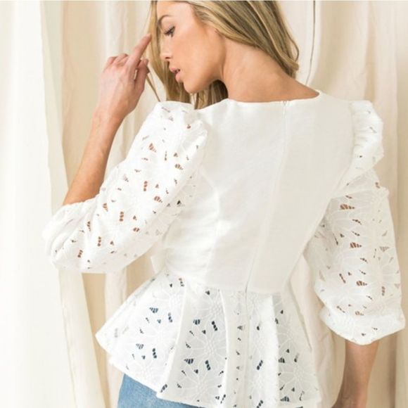 Eyelet Self Tie Blouse - Picture 2 of 2